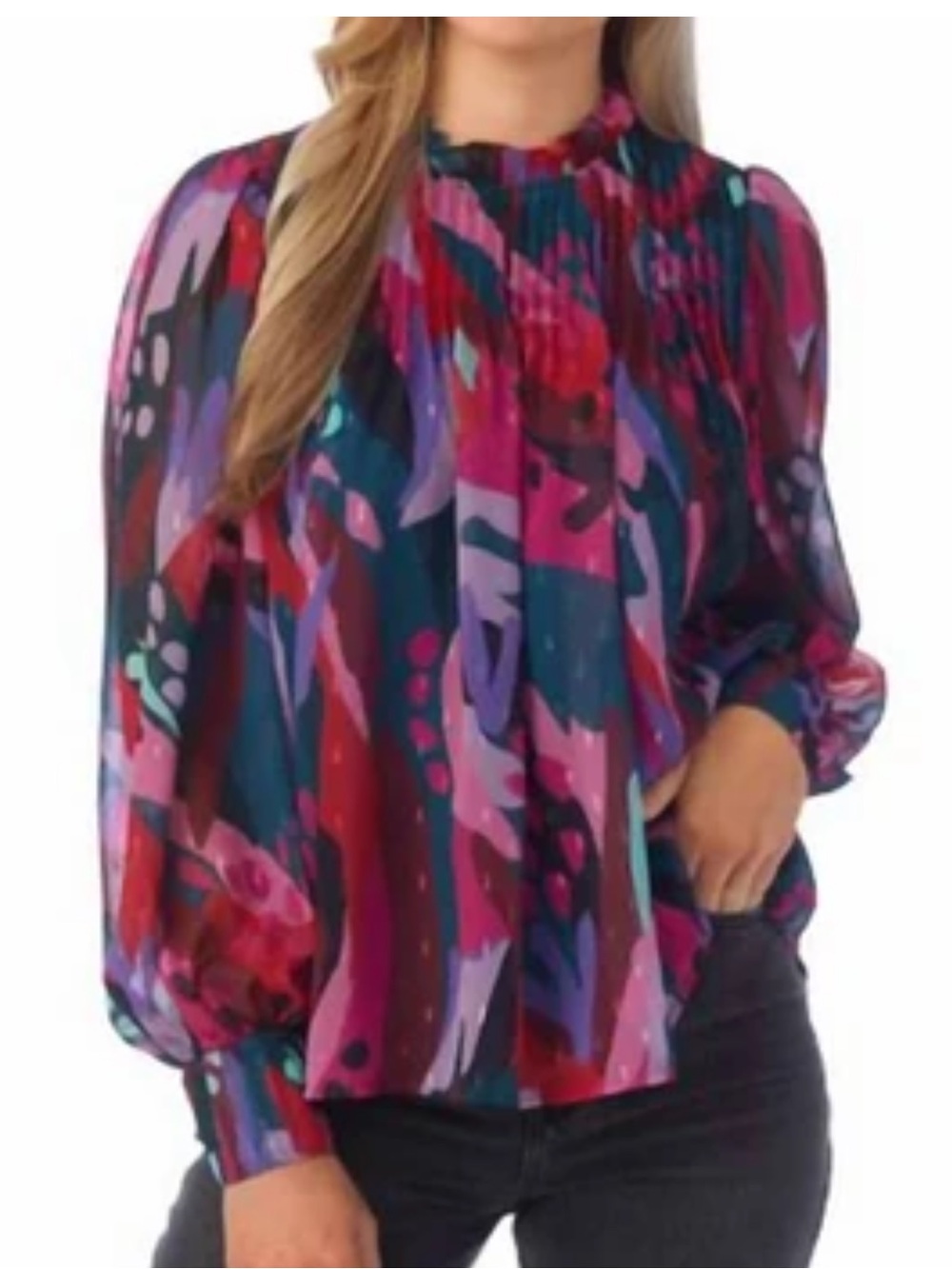 CROSBY by Mollie Burch Abstract Print Blouse Size S
